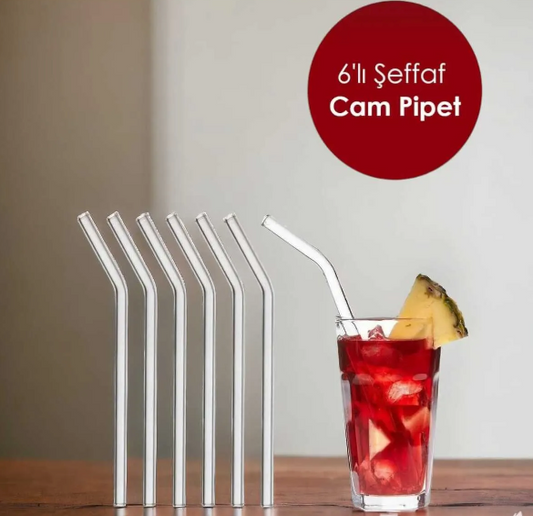 6'lı Şeffaf Cam Pipet